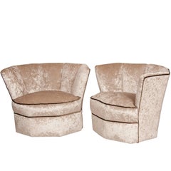 Vintage Art Deco Cocktail Chairs in Beautiful Crushed Velvet