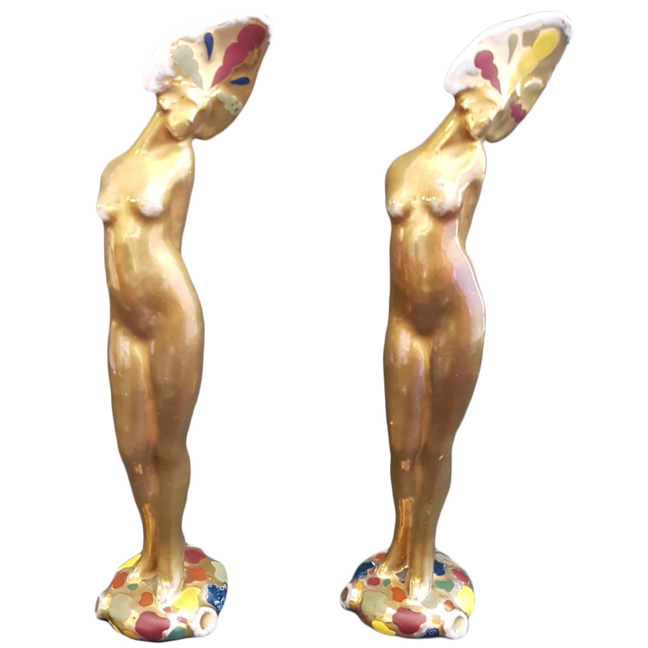 Early 20th Century Couple of Female Figurines  - Bucci, Nonni