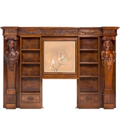 Woodwork, Headboard or Fireplace Forming Library, Surrounded by Caryatids