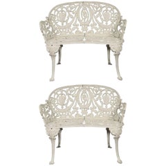 Pair of Cast Iron Garden Settees 11