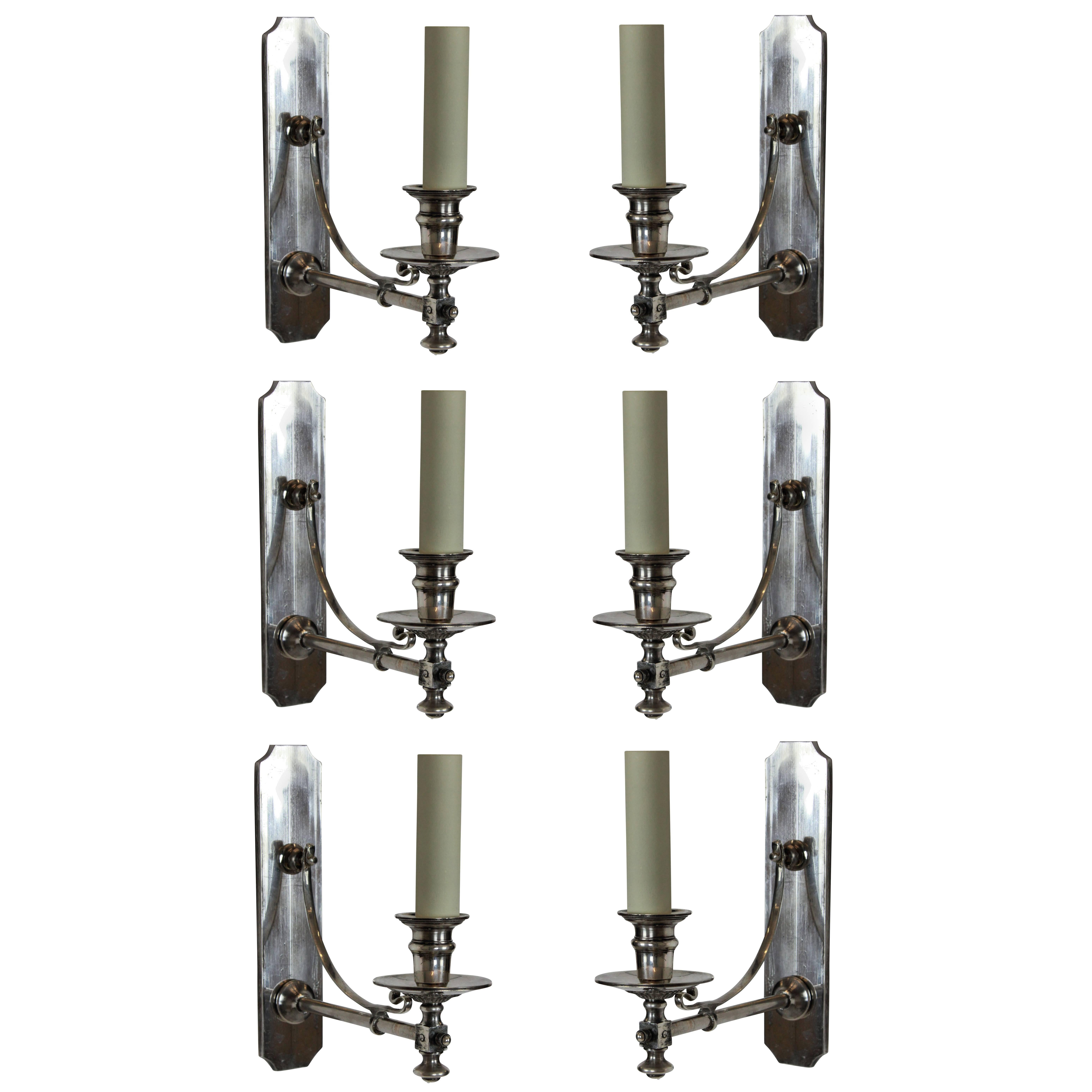 Set of Six Silver Library Lights