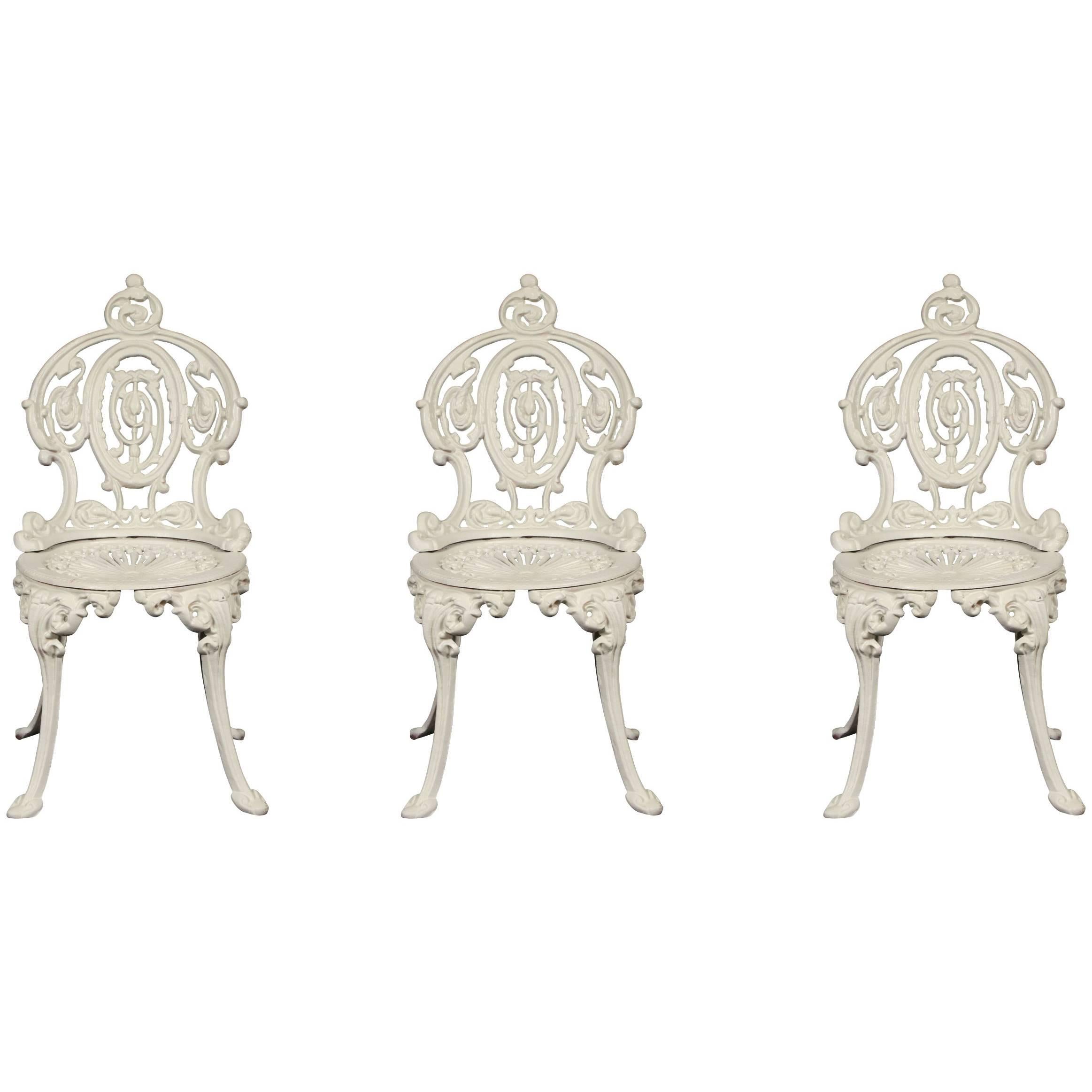Set of Three Cast Iron Garden Chairs