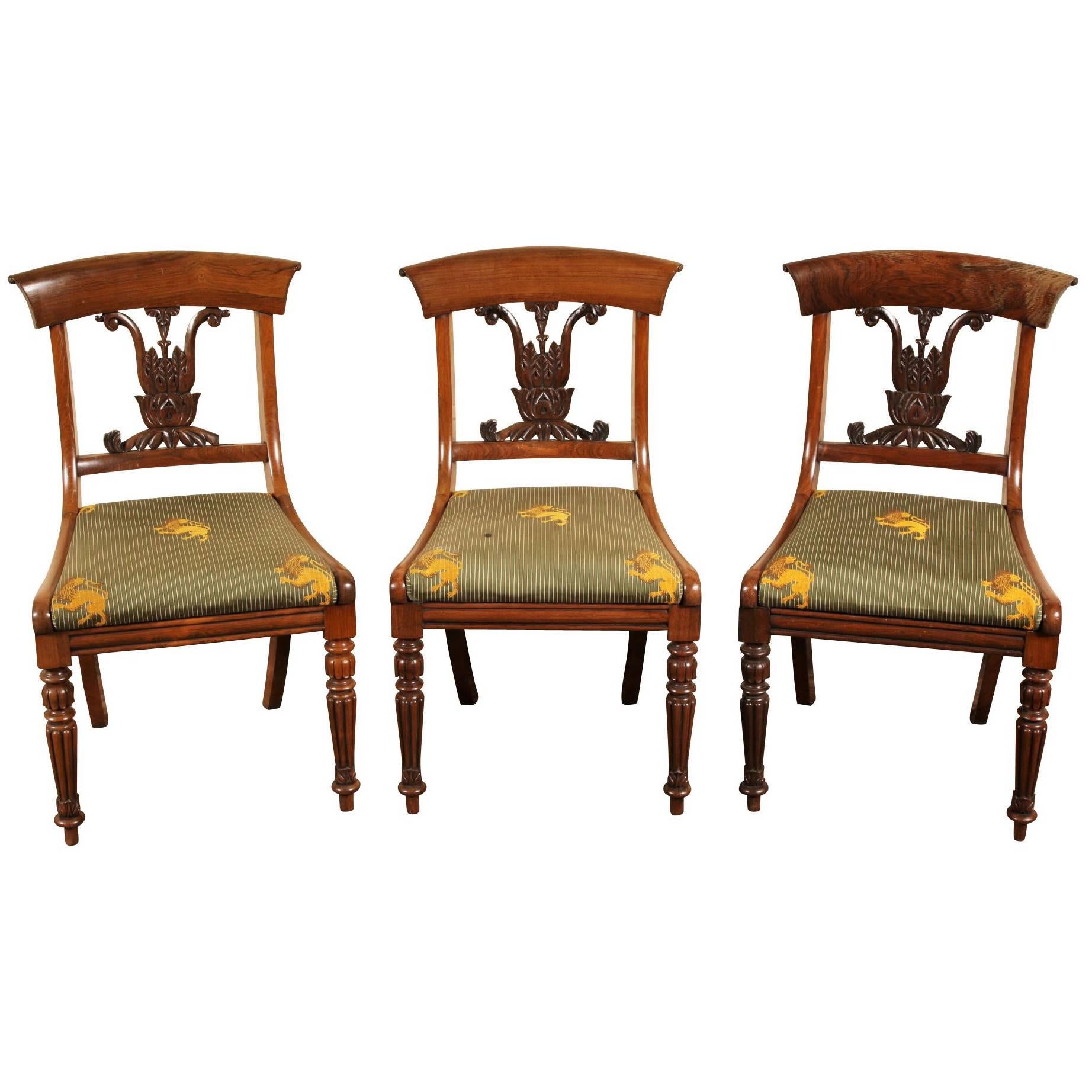Set of Three Regency Rosewood Side Chairs