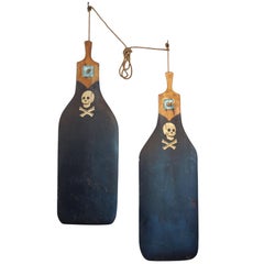 Pair of Boat Rudders with Hand-Painted Skull and Crossbones, circa 1930