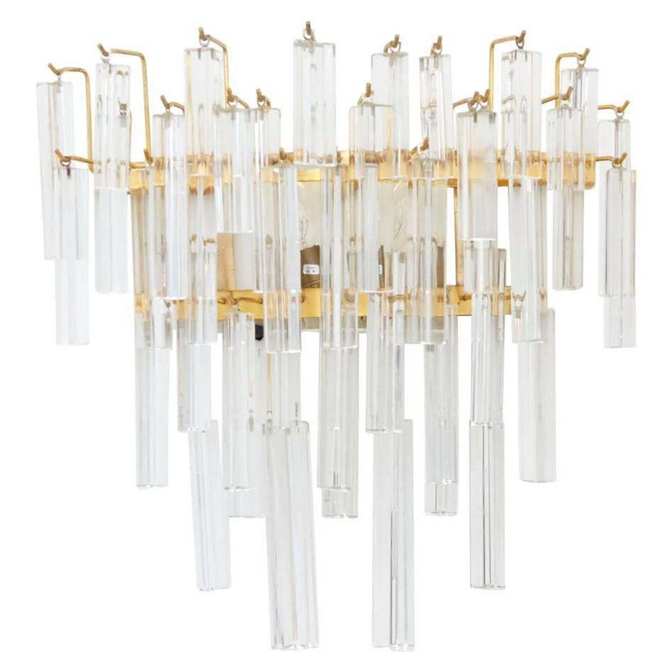 20th Century Glass and Brass Sconce