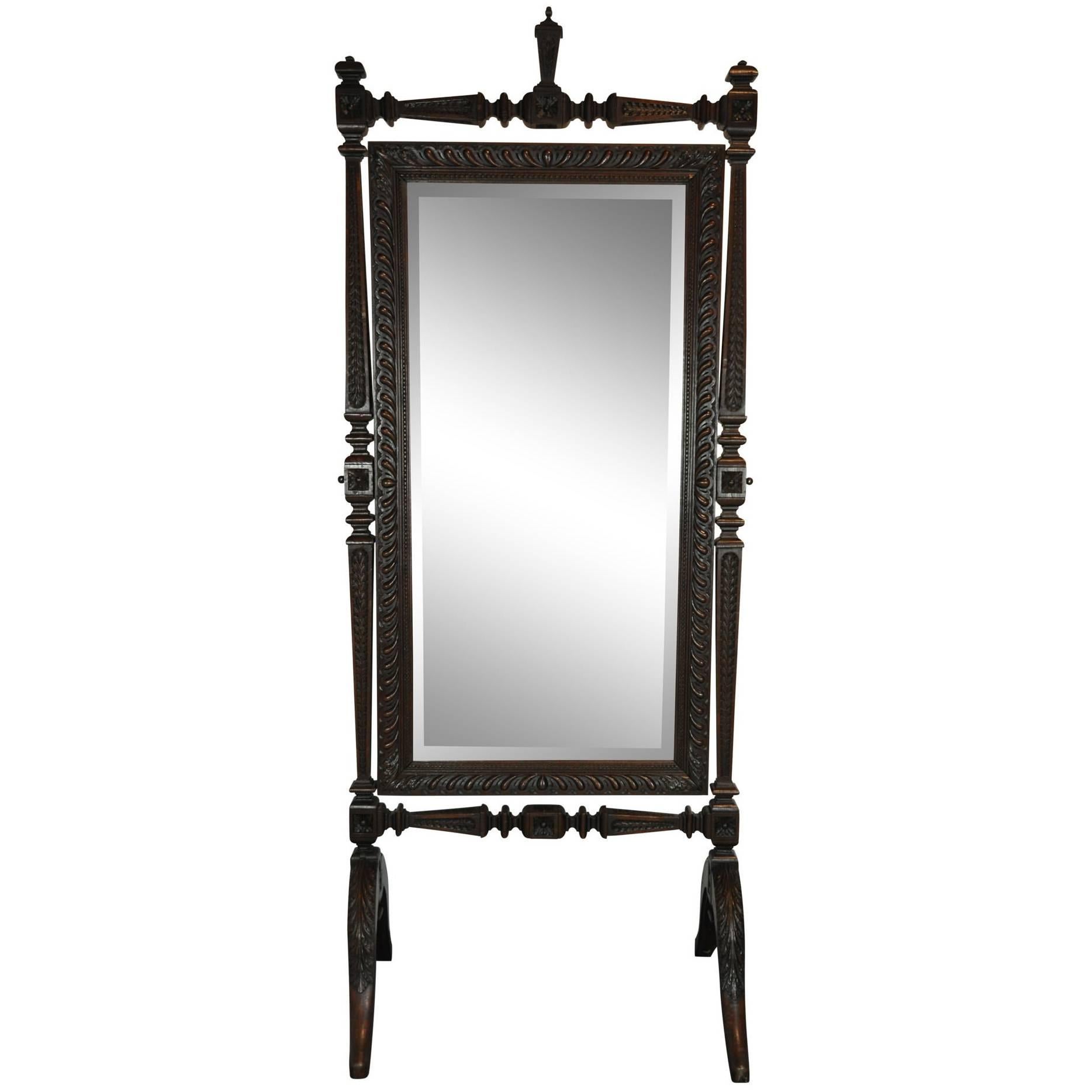 Carved French Cheval Dressing Mirror, circa 1880