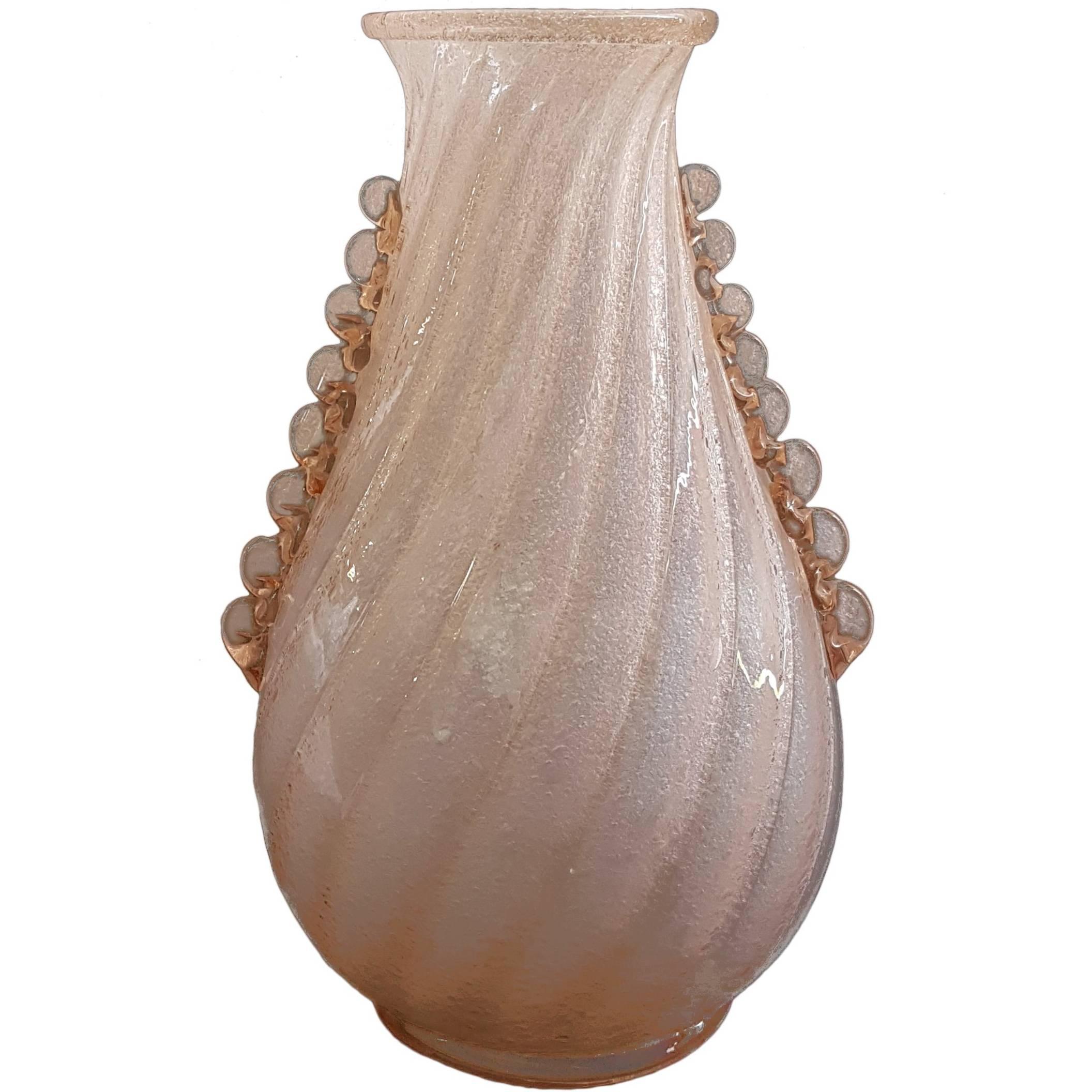 1930s Pulegoso Glass Vase by Dino Martens for Vetreria Aureliano Toso