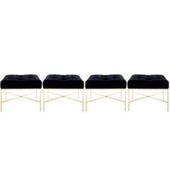 X-Base Brass Stools by Paul McCobb for Directional