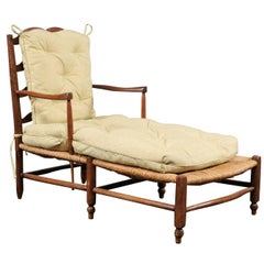 Antique 19th Century Provincial Rush Seat Chaise, French