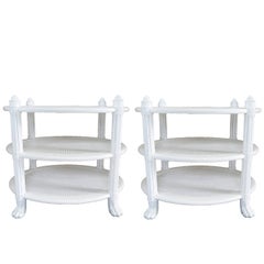Pair of White Ficks Reed Side Tables