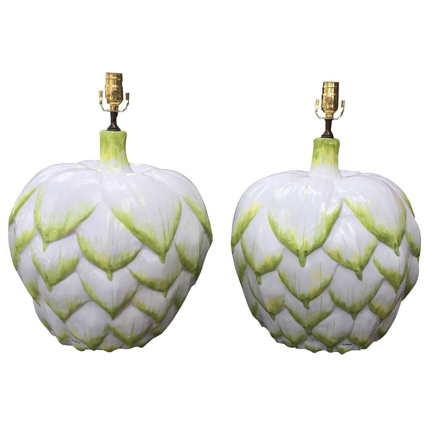 Pair of Italian Fredrick Cooper Artichoke Lamps, circa 1960s