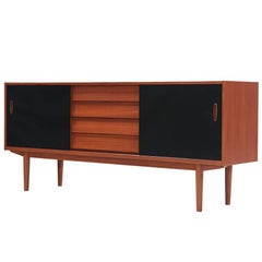 Nils Jonsson “Trio” Teak Credenza with Lacquered Doors for Hugo Troeds