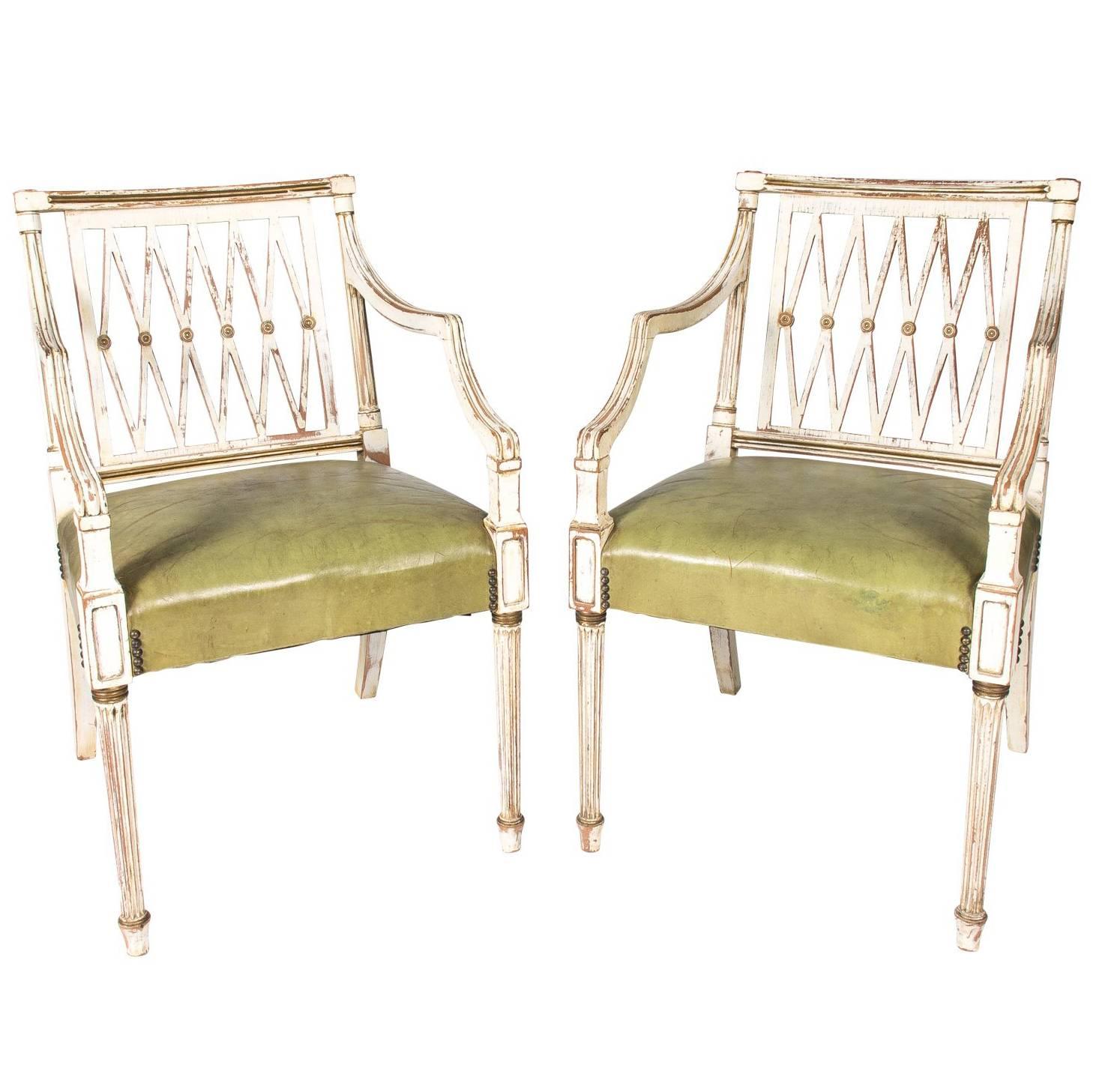 Pair of Painted Regency Style Armchairs