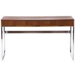 Mid-20th Century Modern Teak Desk with Chrome Sled Base