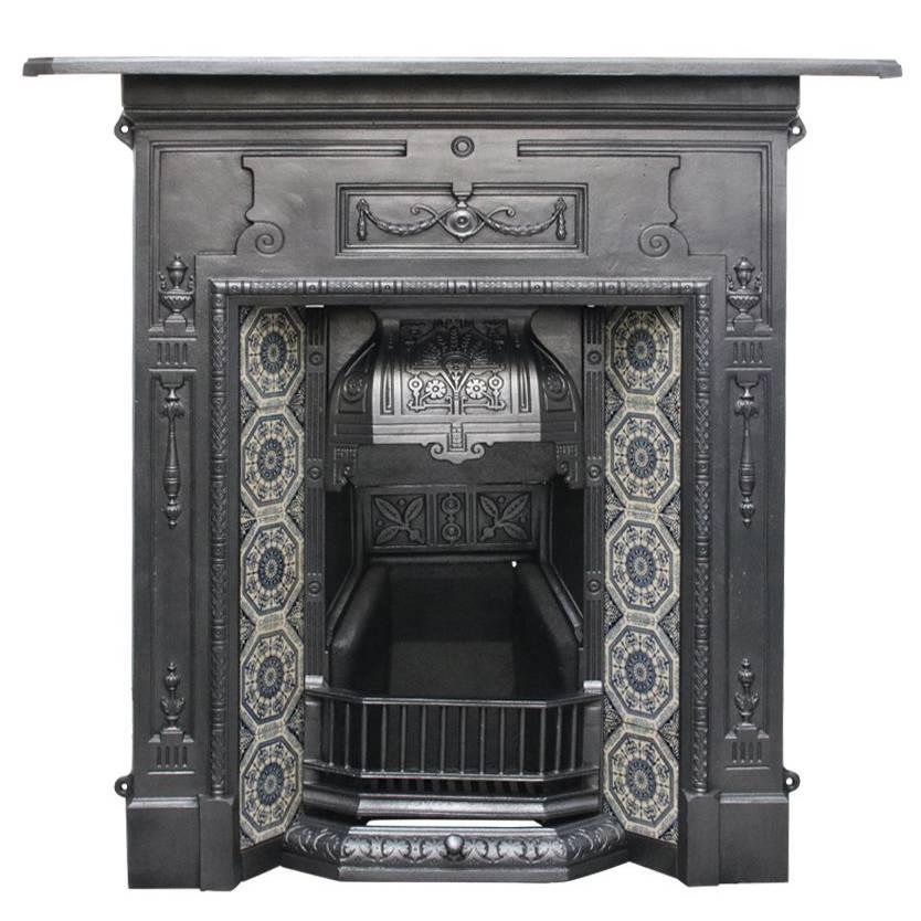 Antique Edwardian Cast Iron Combination Fireplace