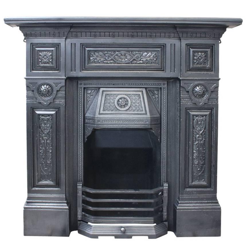 Large Reclaimed Antique Cast Iron Fireplace