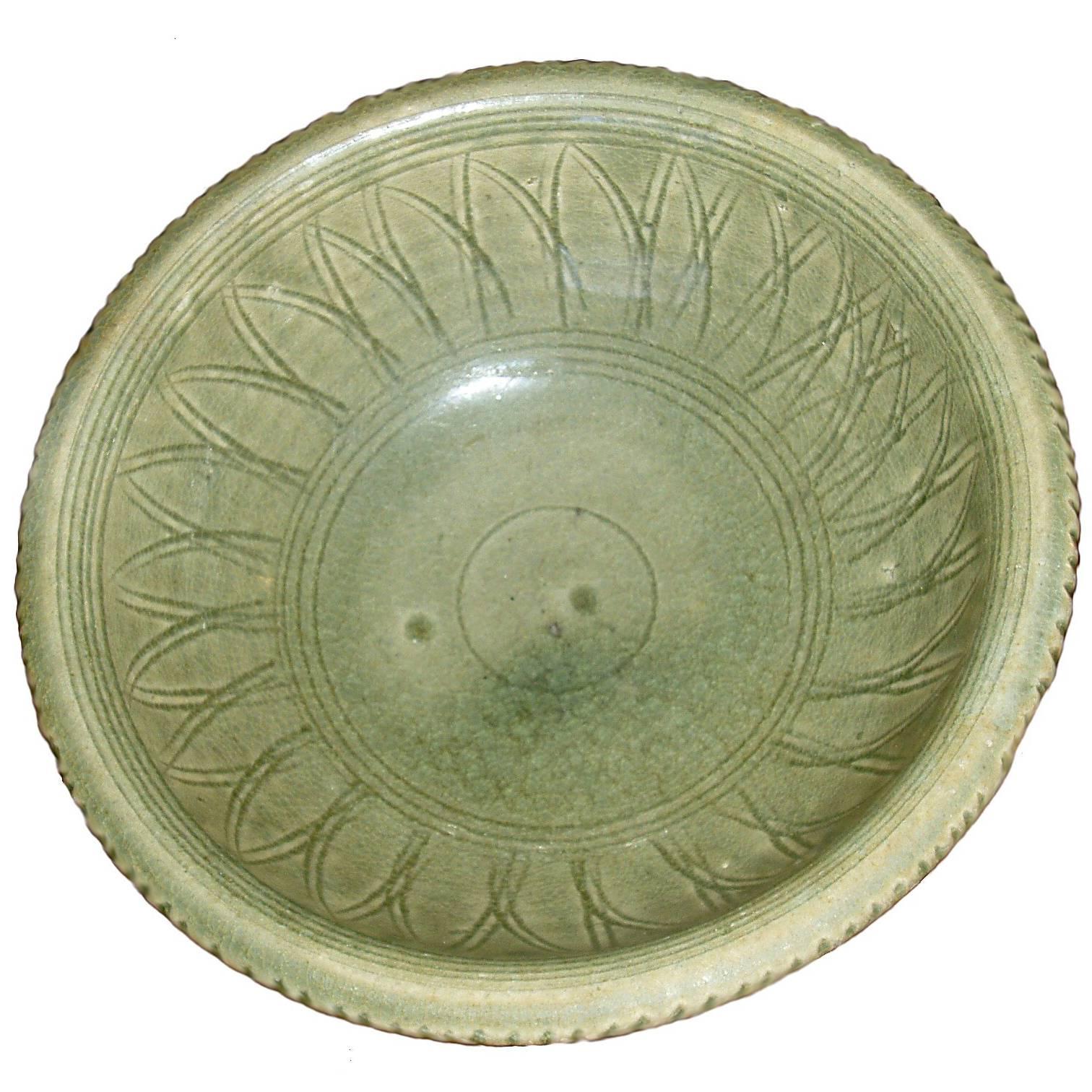 Thai Celadon Keramik 1 großer Teller Speiseteller 27,7 cm 