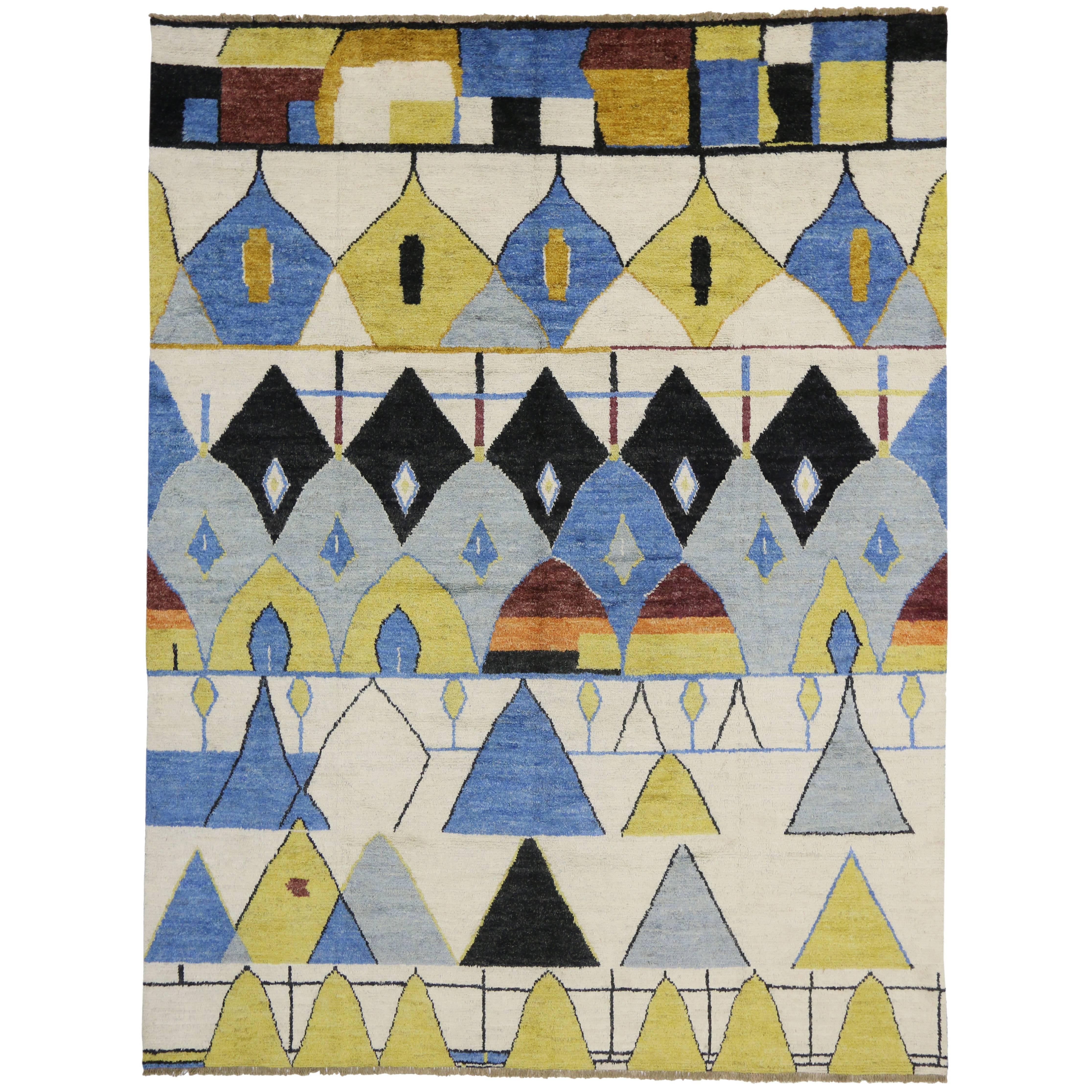 Contemporary Moroccan Style Rug with Modern Geometric Design