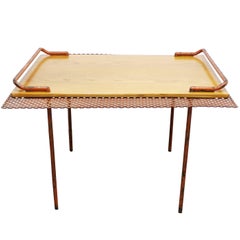 Mid-Century Modern Paavo Tynell for Taito Oy Finland Perforated Metal Oak Table