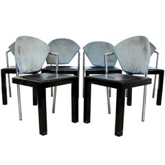 Memphis Modern Saporiti Italia Set of Six Dining Chairs Model NEK 1980s Italian