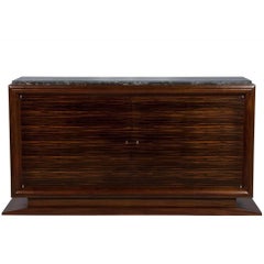 French Art Deco Makassar Ebony and Marble Sideboard