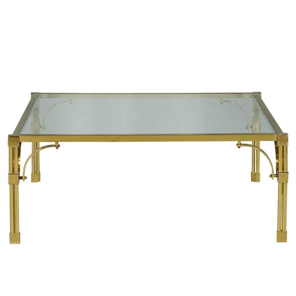 Vintage Brass and Glass Chinoiserie Style Cocktail Table