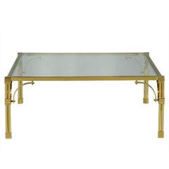 Vintage Brass and Glass Chinoiserie Style Cocktail Table