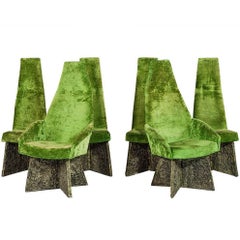 Set of Six Adrian Pearsall Brutalist Dining Chairs in Lime