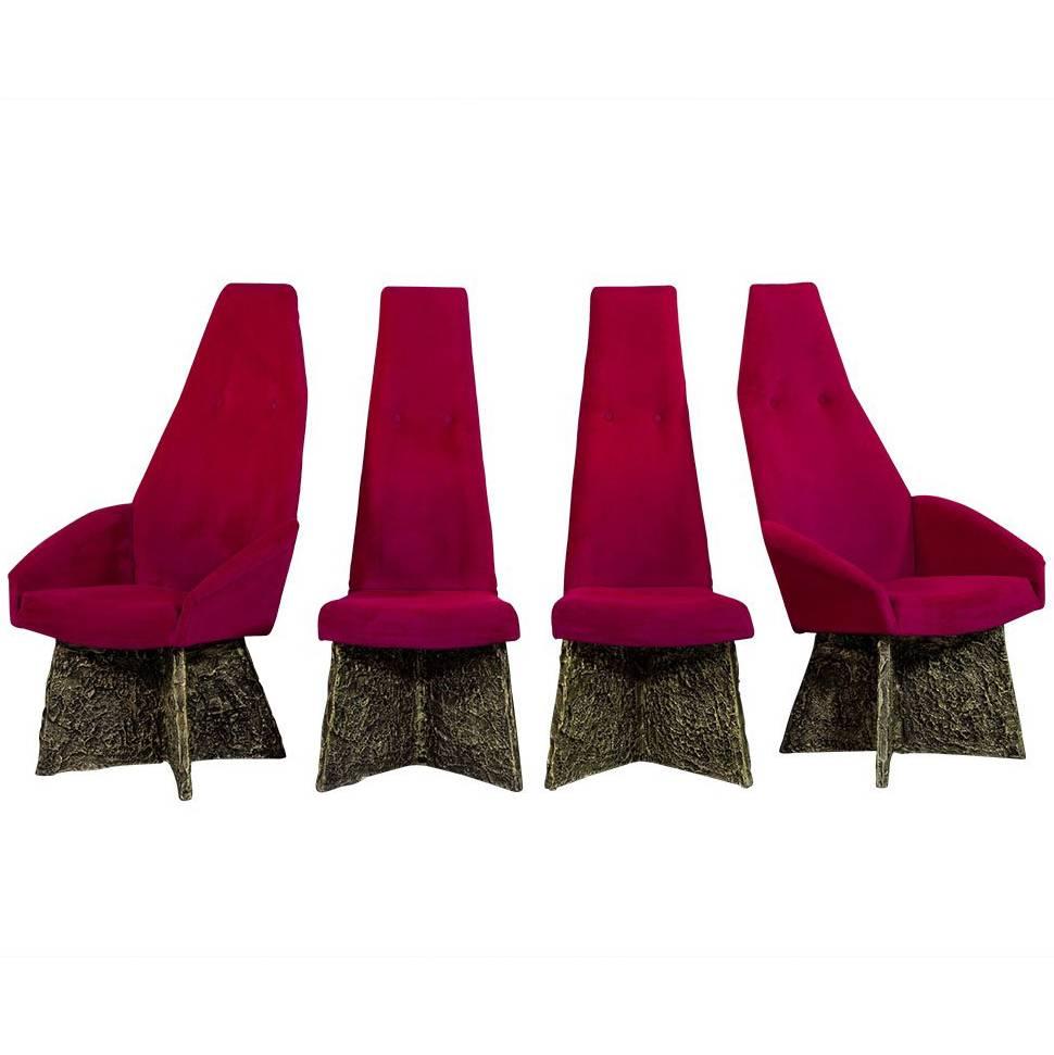 Set of Four Adrian Pearsall Brutalist Dining Chairs in Fuschia