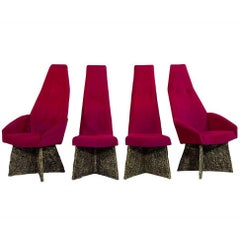 Set of Four Adrian Pearsall Brutalist Dining Chairs in Fuschia
