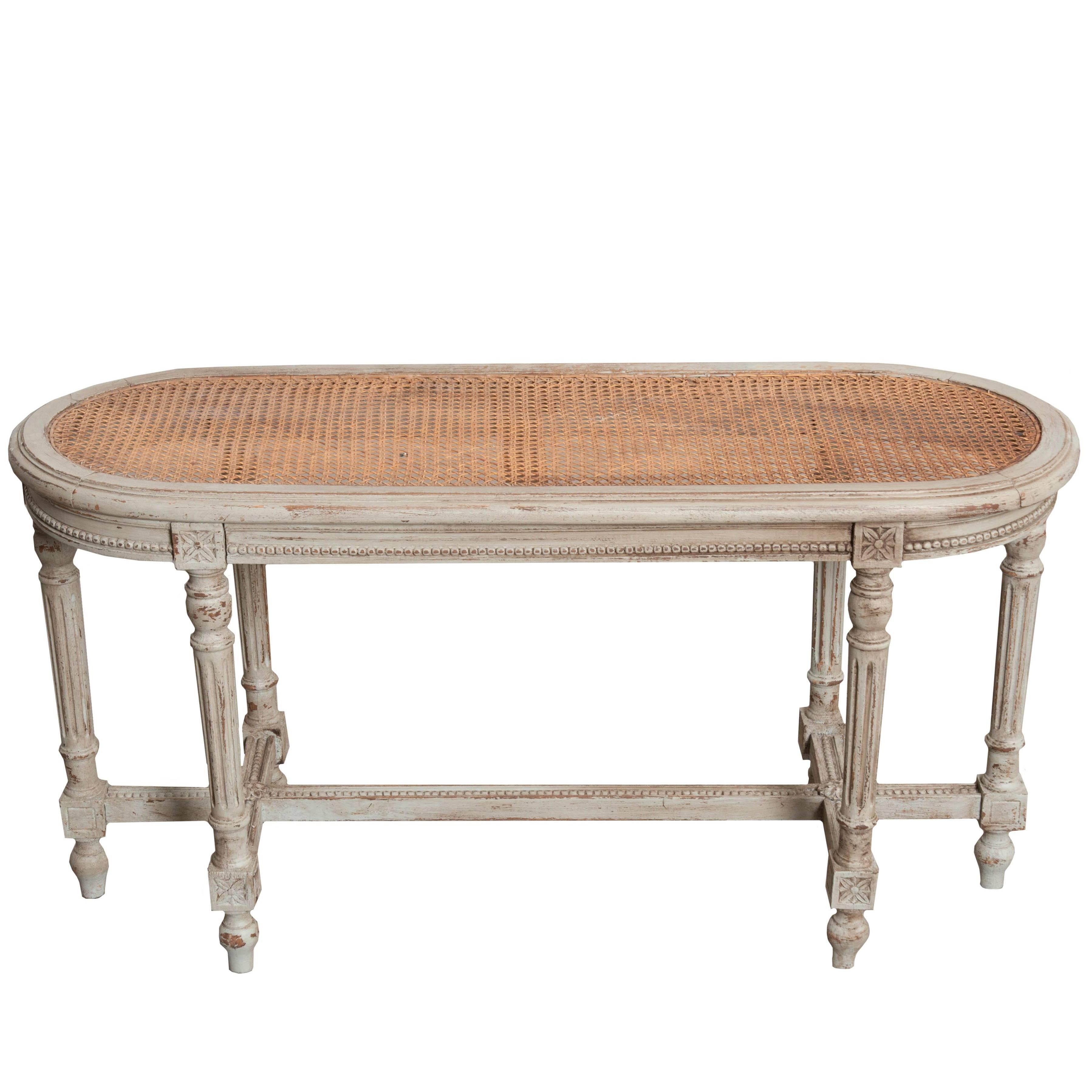 French 19th Century Louis XVI Bench with Cane Seat