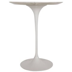 Mid-Century Modern Knoll Eero Saarinen White Tulip Carrara Marble Side Table