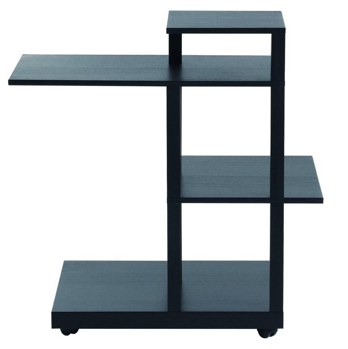 "Mak" Solid Wood and Ebonized Shelves Castored Table by G. Chigiotti for Driade