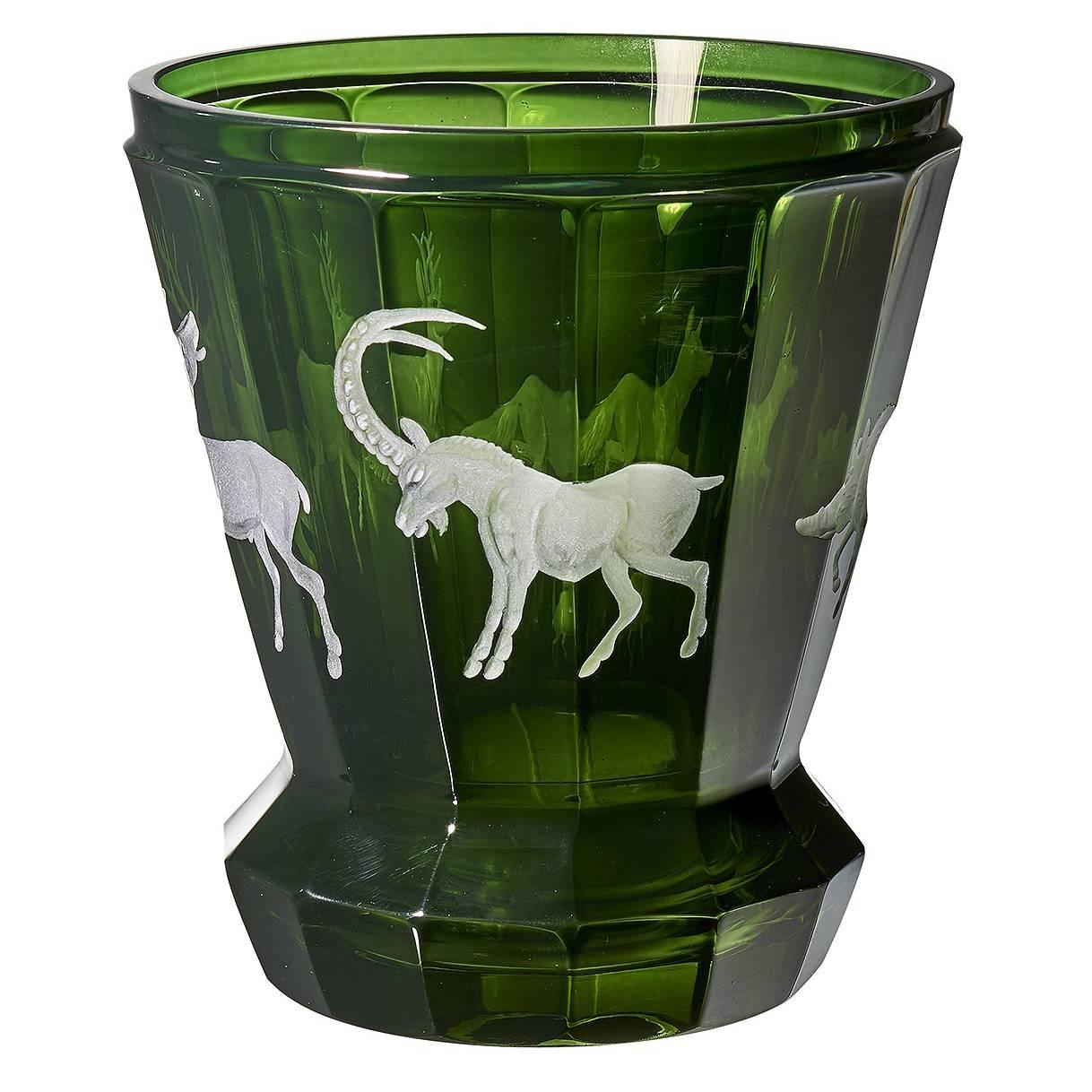 Cristal de la Forêt-Noire Plus tardif vert  Sofina Boutique Kitzbhel - Scène de chasse en vente
