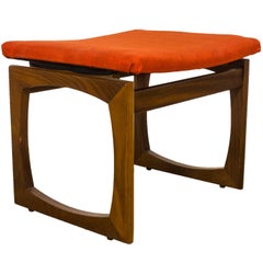 Retro G Plan Quadrille Red Fabric Stool Footstool