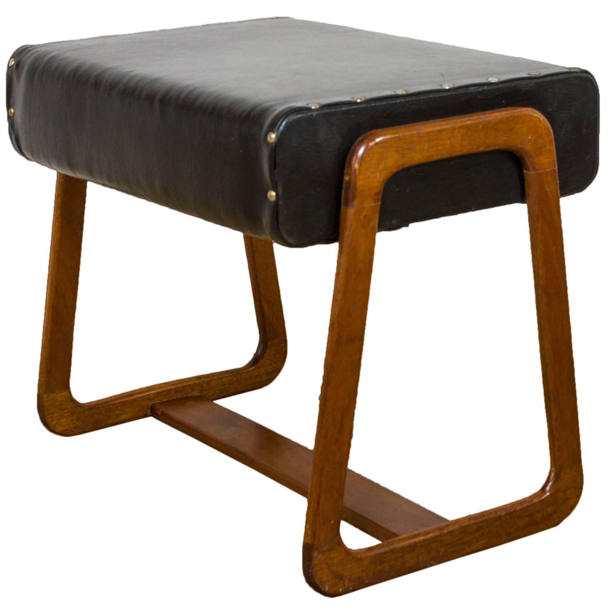 Danish Teak and Black Vinyl Stool G Plan For Sale