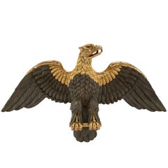 Italian Early 19th Century Giltwood and Dark Green Polychrome Eagle