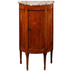 French Directoire Style Demilune Fruitwood Cabinet with Marble-Top, circa 1800