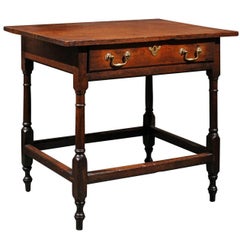 Antique English Oak George III Period Side Table with Single Drawer, circa 1790