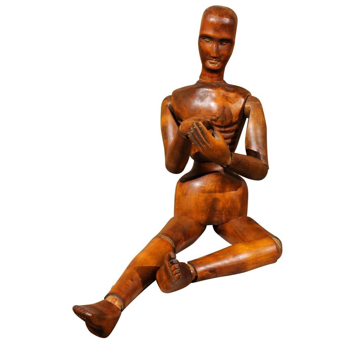 English Articulated Wooden Mannequin from the Early 1900s