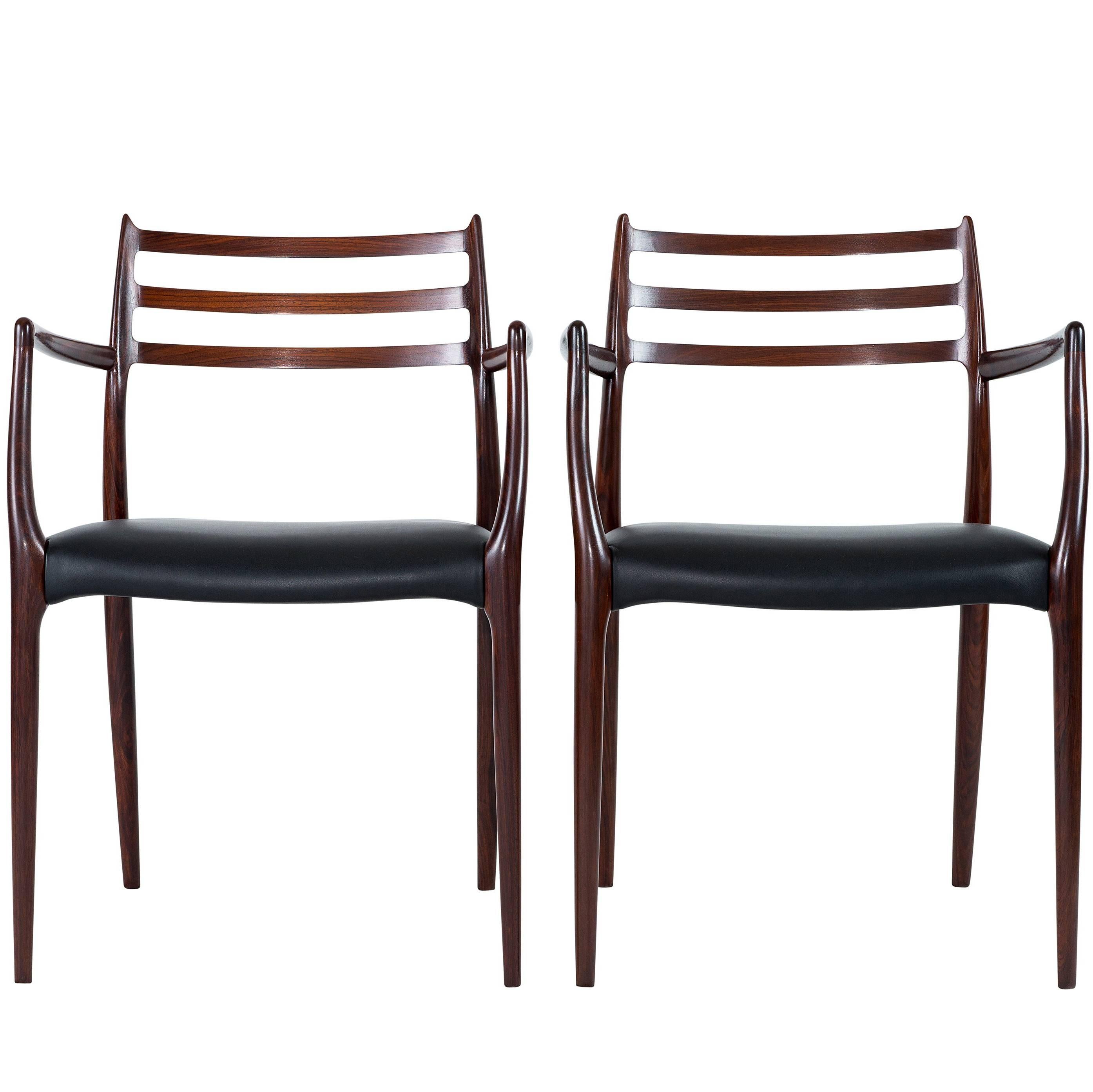 Pair of Niels Moller Rosewood Armchairs Model #62