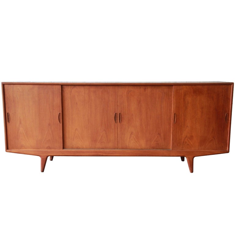 Danish Modern Teak Sideboard Credenza Attributed to Arne Vodder For Sale at 1stdibs