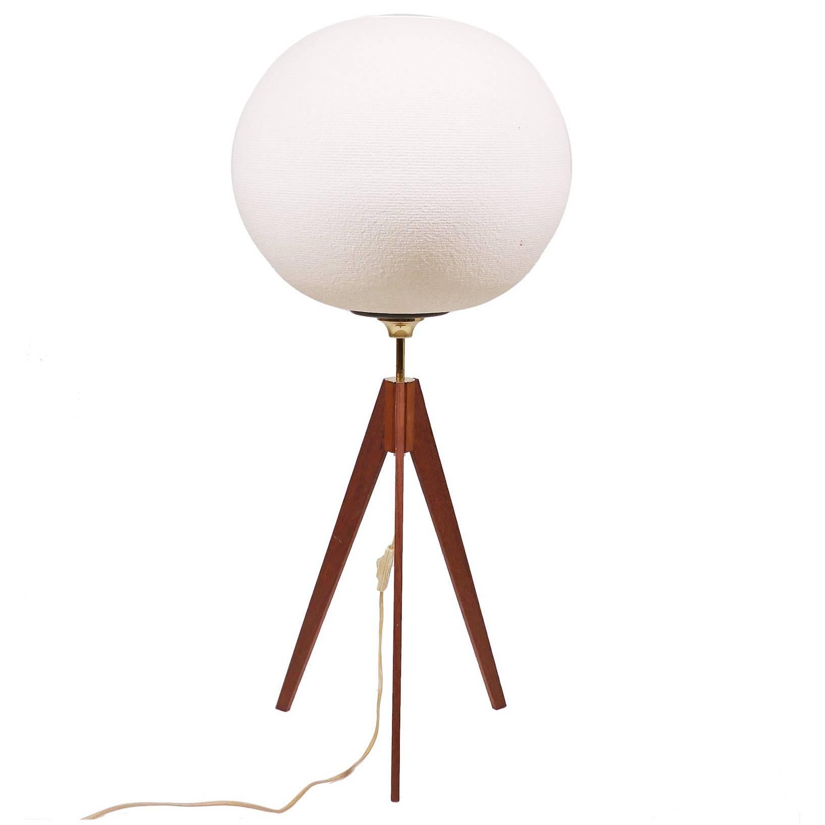 Danish Modern Floor Lamp on Tripod Teak Base