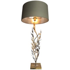 French Gilt and Black Metal Coral Lamp