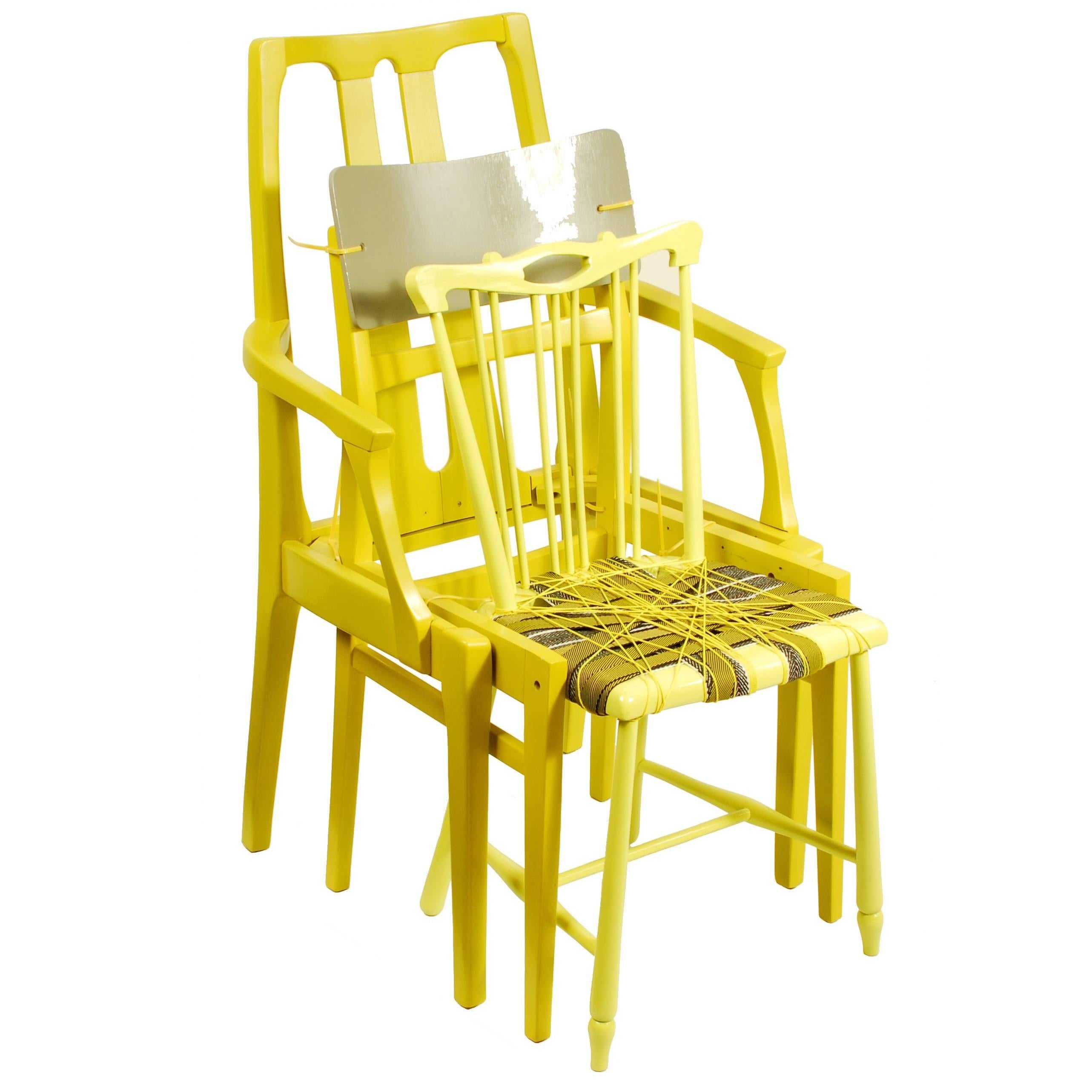 Contemporary Yellow Chair 'Custom Chair' Assemblage by Karen Ryan For Sale