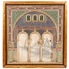 Large Spanish Plaster Wall Plaque Depicting the Alhambra Moorish Islamic Taste