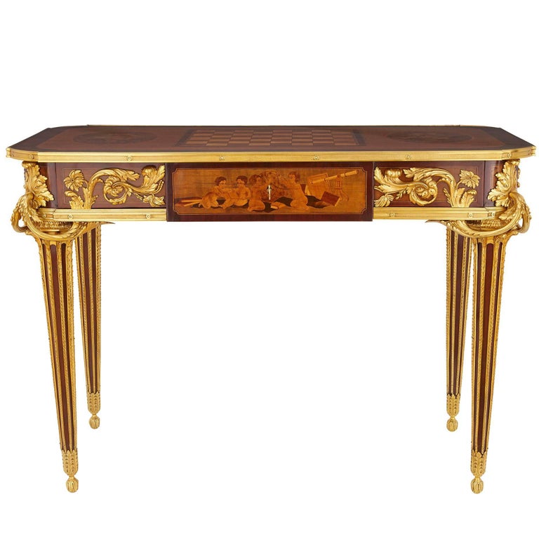 Antique French Ormolu-Mounted Marquetry Desk In The Neoclassical Antique French Ormolu-Mounted Marquetry Desk in the Neoclassical Style For Sale - Antique French Ormolu-Mounted Marquetry Desk In The Neoclassical