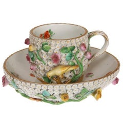 Early 19th Century Meissen Porcelain Schneeballen Cup and Saucer