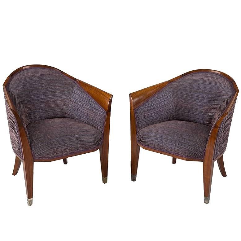 Rosewood Art Deco Armchairs by Dominique