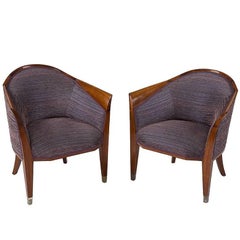 Antique Rosewood Art Deco Armchairs by Dominique